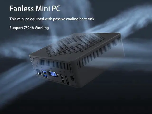 Alt view image 6 of 7 - NEOSMAY Fanless Mini PC WiFi 6 2*SODIMM DDR4-2666/3200 8GB RAM 256GB SSD Intel Celeron N5105 CPU VGA/HDMI/DP 4K Triple Display Gigabit LAN 6 x USB Ports Passive Cooling PC fanless  computer