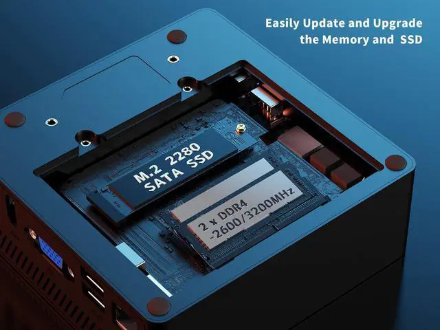 Alt view image 5 of 7 - NEOSMAY Fanless Mini All-in-One PC,Intel Pentium N6005 Upto 3.3GHz,16GB DDR4 512GB SSD,Intel UHD Graphics/Triple Screen/Gigabit Ethernet/WiFi 6/BT 5.2/Wake On LAN/6xUSB,Home/Office/Business,VESA Mount