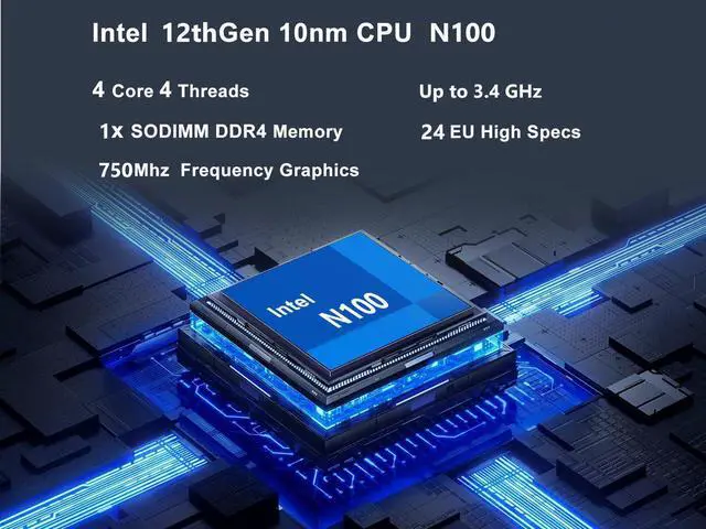 Alt view image 2 of 7 - NEOSMAY Fanless Mini PC Intel 12th Gen Celeron N100 Upto 3.4GHz, Dual 1000Mgbps LAN, WiFi 6, DP+HD+VGA/COM display,Home/Office/Business,8GB DDR4 RAM 256GB NVMe SSD, 4K Triple Display/Micro SD/USB3.2