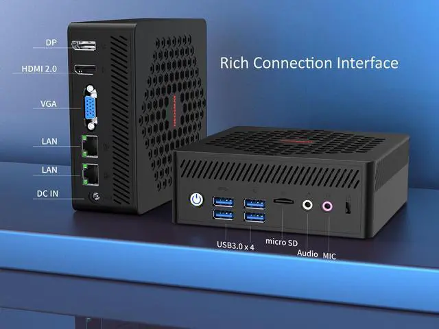 Alt view image 5 of 7 - NEOSMAY Fanless Mini PC Intel 12th Gen Celeron N100 Upto 3.4GHz, Dual 1000Mgbps LAN, WiFi 6, DP+HD+VGA/COM display,Home/Office/Business,8GB DDR4 RAM 256GB NVMe SSD, 4K Triple Display/Micro SD/USB3.2