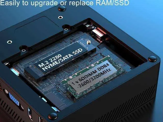 Alt view image 5 of 7 - NEOSMAY Fanless All in One Mini desktop PC Intel 12th Gen Pentium N200(Upto3.7GHz),Home/Office/Business,8GB DDR4 RAM 256GB NVME SSD,Dual Ethernet,4K Triple Display,WiFi ax,BT5.2,USB3.2,VESA mounts