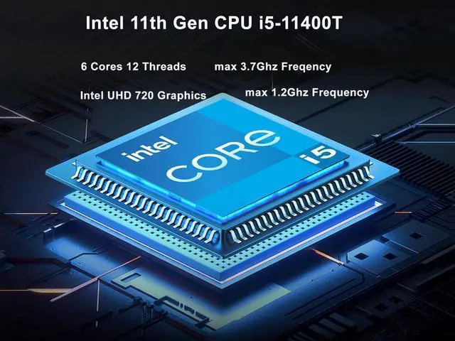 Alt view image 2 of 7 - NEOSMAY Mini PC Intel Core i5-11400T CPU 6 Core 12 Thread 16GB DDR4 RAM 512GB NVME SSD Gaming/Home/Office/Business UHD 730 Graphics WiFi 6,Bluetooth 5.2,Desktop Computer Support Auto Power On