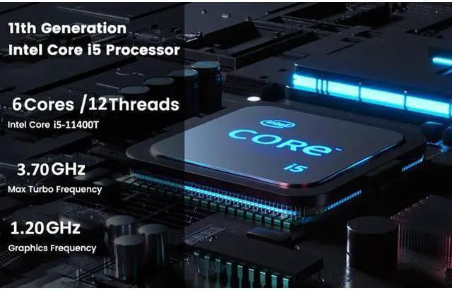 Alt view image 2 of 7 - NEOSMAY Mini Computer Intel Core i5-11400T CPU(upto 3.7GHz),32GB DDR4 RAM 1TB NVME SSD,Gaming/Home/Office/Business,WiFi6 Bluetooth 5.2 Support Auto Power On,4K Triple Display,VESA mounts
