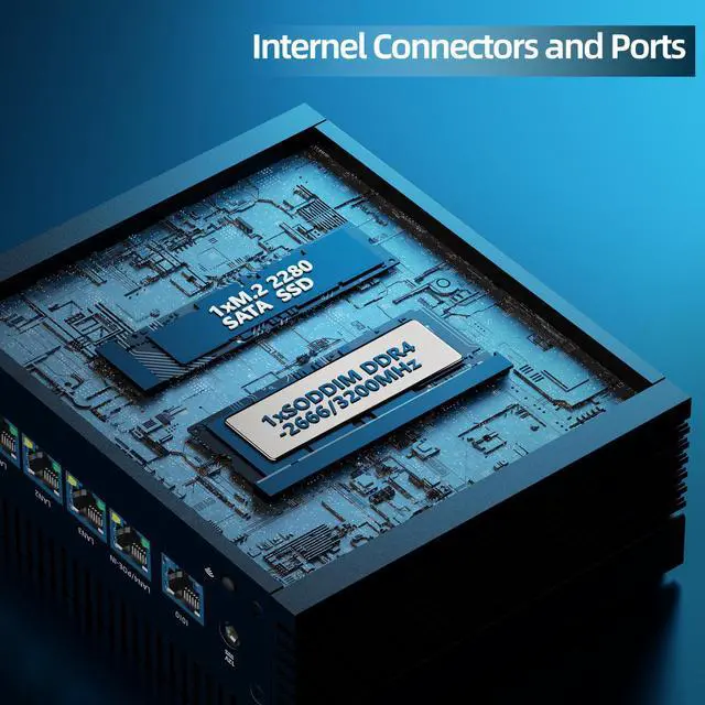 Alt view image 4 of 6 - N100 mini PC home Firewall Appliance, fanless mini pc,pfsense router,4 LAN compute,PoE IN, I225 2.5GbE,5G/4G SIM slot,1xRJ45 COM,1xUSB-C,5xUSB,HD+DP,12th Gen CPU mini pc,8GB DDR4,128GB SATA SSD