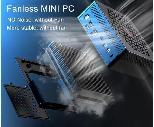 Alt view image 2 of 6 - NEOSMAY Fanless All in One Pcs Mini PC Alder Lake N200 Upto 3.7GHz 32GB SODIMM DDR4 RAM 512GB NVMe SSD(upgradable) Dual Gigabit Ethernet 4K Triple Display WiFi 6 BT 5.2 USB 3.0 Desktop computer