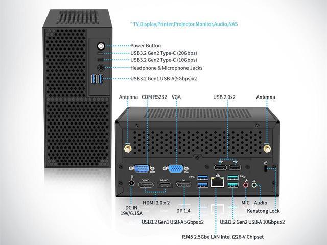 Alt view image 4 of 5 - NEOSMAY Tower Computer Desktop PC with-Intel 14th Gen Core i5-14400 up to 4.7GHz, 32GB Dual Channel DDR4 RAM, 512GB NVME SSD, 1TB 2.5'' HDD Mini PC with Type C, Quad Display, 8*USB, 2.5GbE i226 LAN