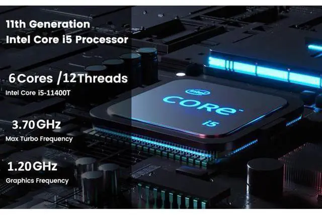 Alt view image 3 of 7 - NEOSMAY Mini Computer Core i5-11400T CPU(upto 3.7GHz),8GB DDR4 RAM 256GB NVME SSD,Gaming/Home/Office/Business,WiFi 6 Bluetooth 5.2 Support Auto Power On,4K Triple Display,VESA mounts
