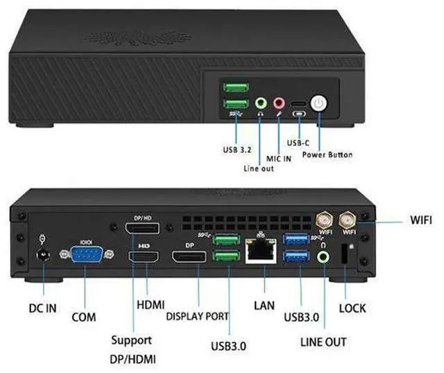 Alt view image 2 of 7 - NEOSMAY Mini Computer Core i5-11400T CPU(upto 3.7GHz),8GB DDR4 RAM 256GB NVME SSD,Gaming/Home/Office/Business,WiFi 6 Bluetooth 5.2 Support Auto Power On,4K Triple Display,VESA mounts
