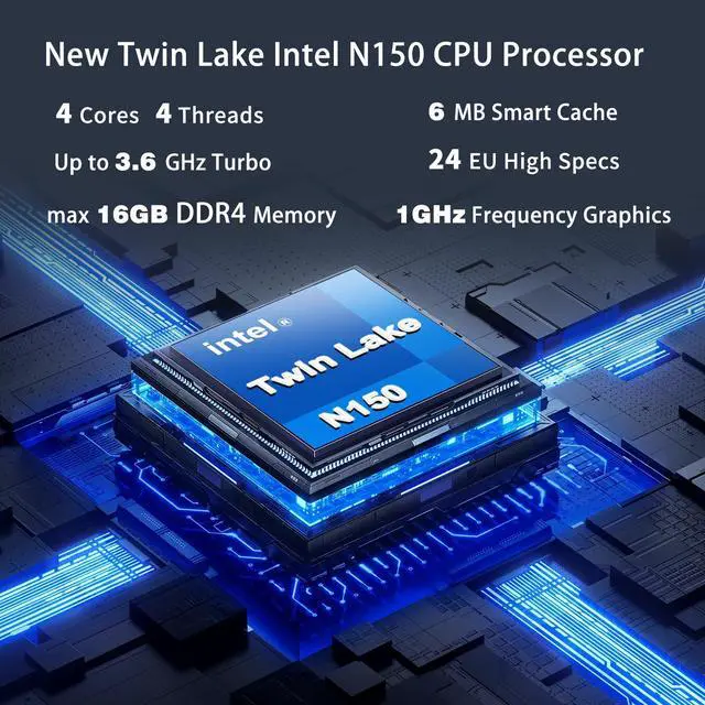 Alt view image 3 of 7 - NEOSMAY Fanless Desktop pc With Type-C DC in(Support PD Function),Celeron N150 max 3.6GHz,16GB DDR4 RAM 512GB SSD,2 x1000mbps RJ45 LAN,WiFi 6,BT 5.2,DP+HD+VGA 4k Triple Display,Type-C,5xUSB3.2,MINI PC