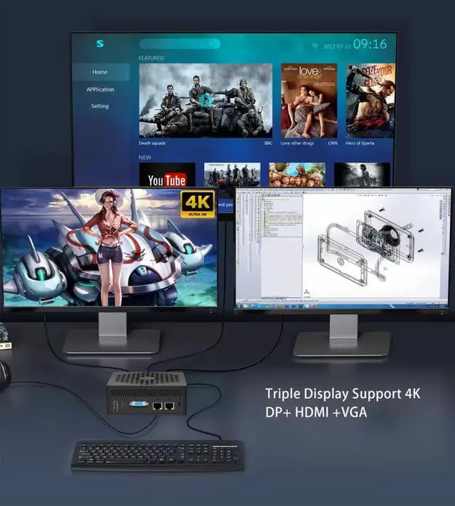 Alt view image 7 of 7 - NEOSMAY Fanless 2 in 1 Mini PC With Type-C DC in,Twin Lake Celeron N150 max 3.6GHz,16GB DDR4 RAM 512GB SATA SSD,2 x1000mbps RJ45 LAN,WiFi 6,BT5.2,DP+HD+VGA Triple Display,Type-C,5xUSB3.2