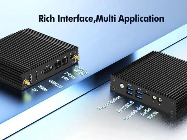 Alt view image 2 of 7 - NEOSMAY Fanless Mini PC Desktop Tower Computer Pfsense Firewall Router Micro Appliance,for Intel 12th N100 Dual Gigabit Ethernet,16GB DDR4 RAM 512GB SATA SSD,Dual Display HD&DP, COM232, 4*USB3.0