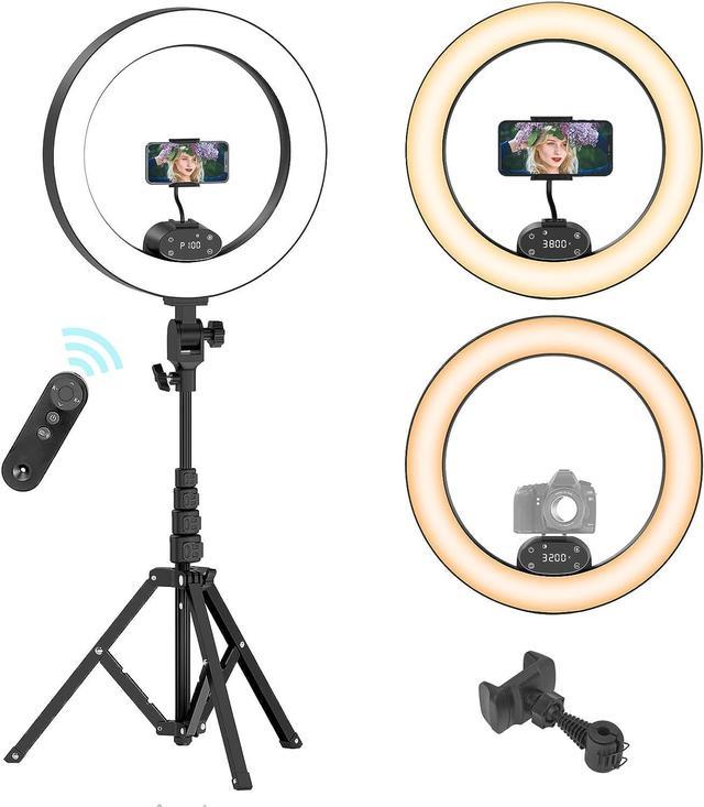 EMART Upgraded 14 Inch Big Selfie Ring Light - LCD Display Touch Screen,  Dimmable LED Circle Light with Tripod Stand & Bluetooth Remote for Camera,  Makeup, , TikTok, Studio 
