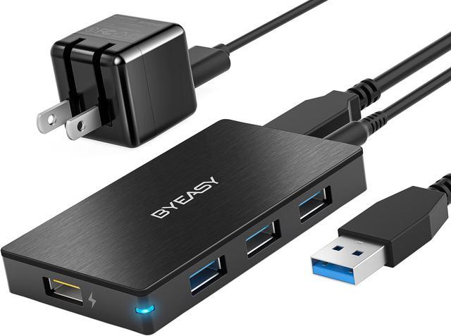 BYEASY Universal Powered USB Hub, Aluminum 3 Ports USB 3.0 Hub and