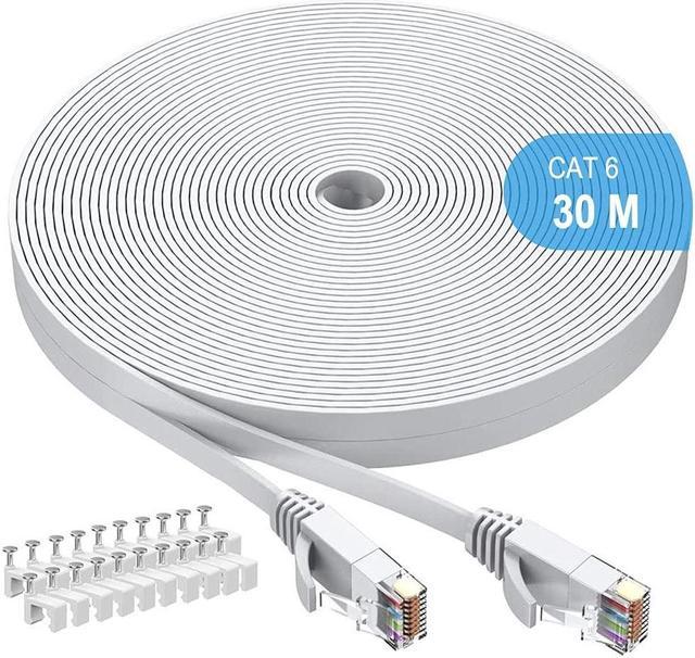 30m Cat6 Ethernet Cable, Long Internet Cables High-Speed Patch Cord 1Gbps  for 250Mhz/s UTP Suitable for Console, Router, Modem, Patch Panel,  notebooks, desktop computers, routers, switches, TV sets 