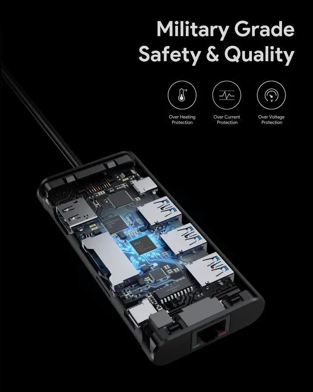 Alt view image 4 of 7 - USB C Docking Station, MAVINEX Triple Display USB C Hub with Dual 4K HDMI & 1080P VGA, 100W Power Delivery, 1Gbps Ethernet, USB-C and 4 USB-A Data Ports, SD TF Card Reader, for MacBook and Windows