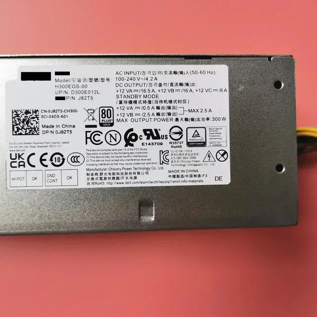 Alt view image 3 of 5 - For Dell OptiPlex V3667 3668 3669 3660 5050 3050 7050 T3420 6Pin 300W Power Supply H300EGS-00 HU300EGS-00 J82T5