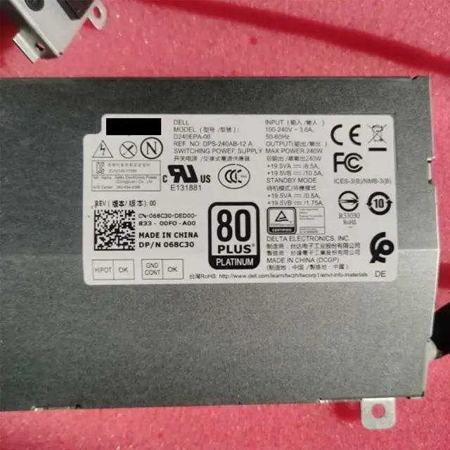 Alt view image 4 of 6 - PSU For D-ell 7760 16Pin 240W Power Supply L240EPA-00 0M65JR PA-2241-2DA D240EPA-00 068C30 DPS-240AB-12 A