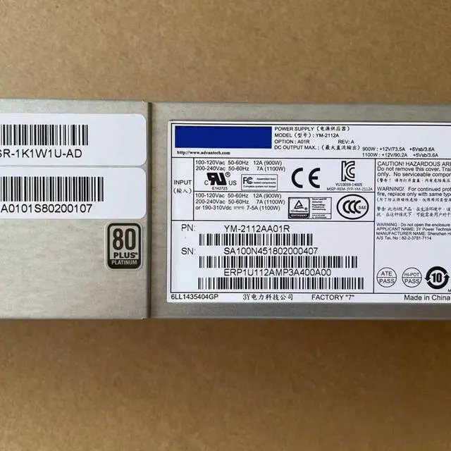 Alt view image 5 of 7 - OIAGLH For 3Y 1100W Power Supply YM-2112A YM-2112AA01R PN: 96PSR-1K1W1U-AD