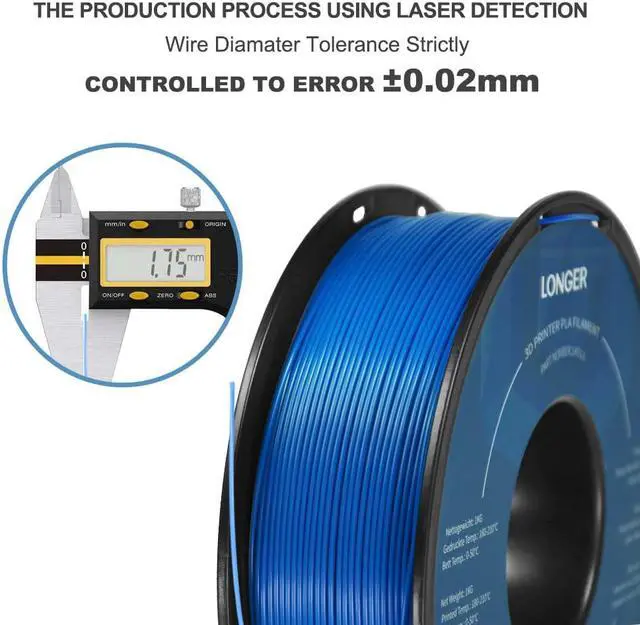 Alt view image 4 of 7 - Longer PLA 3D Printer Filament, 1kg Spool, White, 1.75mm PLA Filament, Dimensional Accuracy +/- 0.03 mm