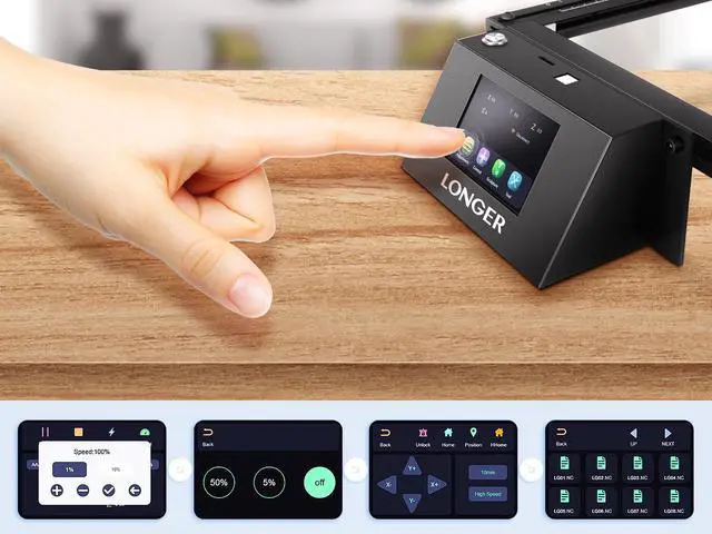 Alt view image 5 of 6 - Longer RAY5 laser Engraver, High Accuracy Cutting and Engraving, 0.06*0.06mm Spot, 3.5" Touch Screen,  Multiple Machines Control, DIY Marking for Wood and Metal 15.7"x15.7"