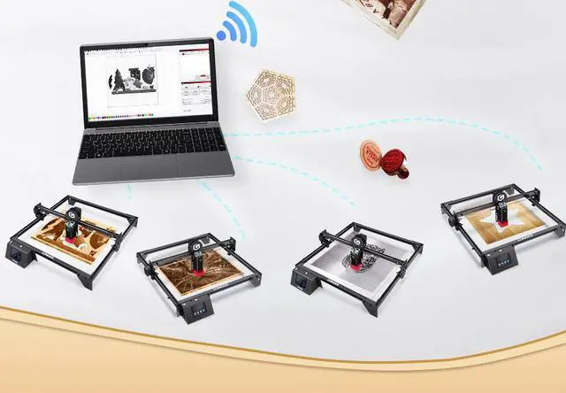 Alt view image 4 of 6 - Longer RAY5 laser Engraver, High Accuracy Cutting and Engraving, 0.06*0.06mm Spot, 3.5" Touch Screen,  Multiple Machines Control, DIY Marking for Wood and Metal 15.7"x15.7"