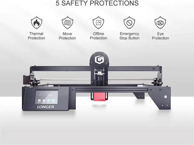 Alt view image 5 of 7 - LONGER RAY5 Engraver, 40W Engraving Cutting Machine for Metal and Wood, 5w Cutter and Engraver Machine, 15.7x15.7inch, 3.5-inch Color Touch Screen, Offline Engraving / Cutting