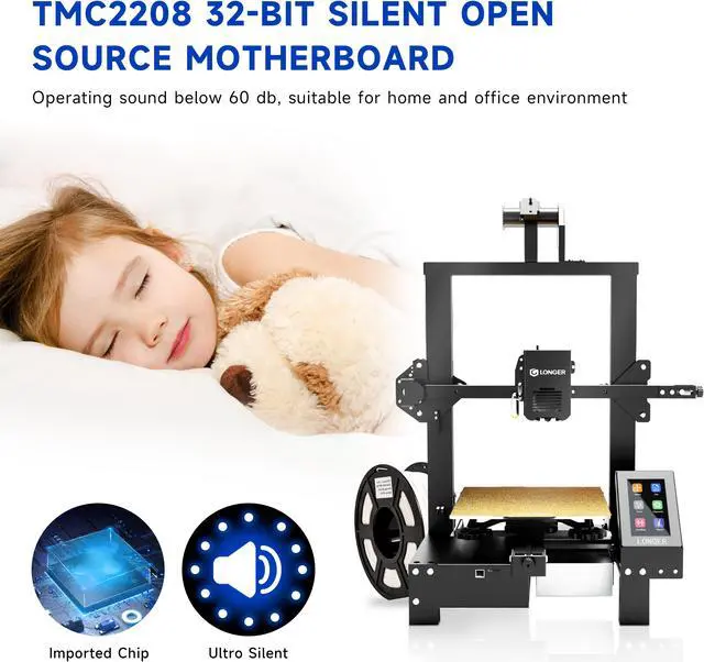 Alt view image 4 of 7 - Longer LK4 X 3D Printer with 3D Touch Auto-Levelling 95% Pre-Assembled Silent Open Source Motherboard, Dual Blower Kit, PEI Bed Plate, Printing Size 8.7x8.7x9.8 inch for DIY Home School Printing