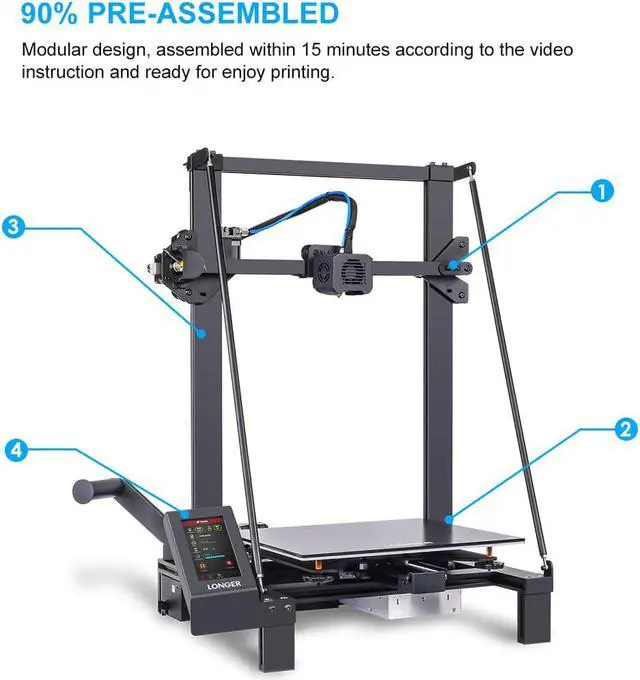 Alt view image 6 of 6 - Longer LK5 Pro Large Print Size 300x300x400mm (11.8"x11.8"x15.7") 3D Printer Upgraded with Dual Blower Kit, Open Source, Removable Lattice Glass Platform, Diagonal Rod and Resume Printing