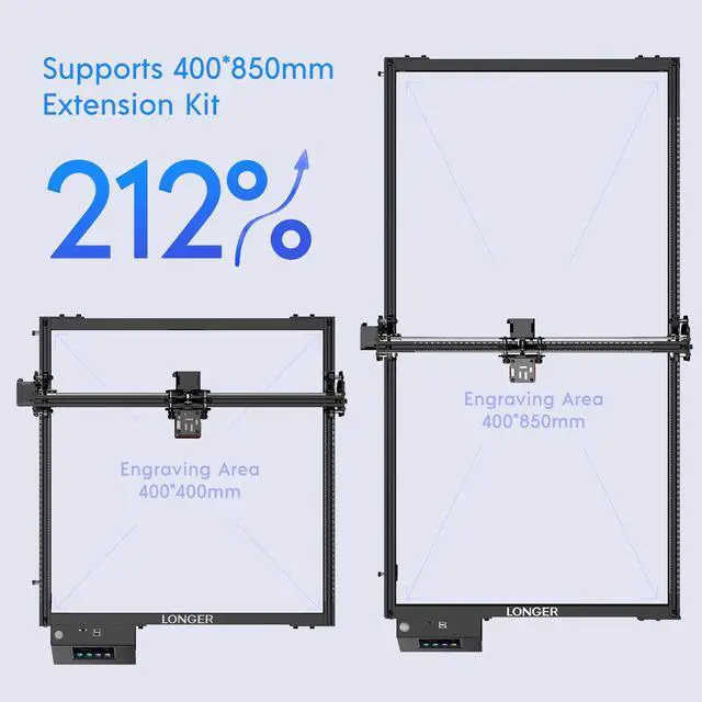 Alt view image 7 of 7 - REFURBI Longer RAY5 Laser Engraver, 60W High-Precision Laser Engraver, 10W Output Power, Compressed Spot CNC, App Offline Control, DIY Engraving Tool for Metal/Glass/Wood, Engraving Area 15.7 "x15.7"