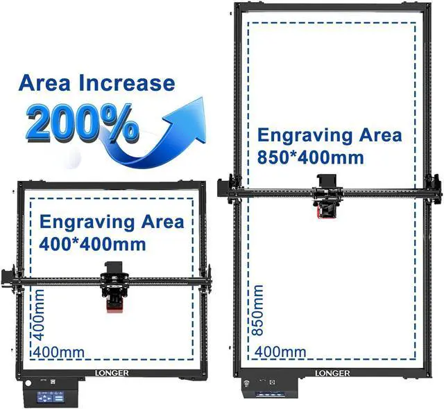 Alt view image 2 of 5 - Longer RAY5 Extension Kit - Laser Engraver Area Expansion Kit for Longer RAY5 5W/10W/20W, Engraving Area is Expanded to 15.7"*33.5"(400 * 850mm), Longer Laser Engraving and Cutting for Laser Engraver