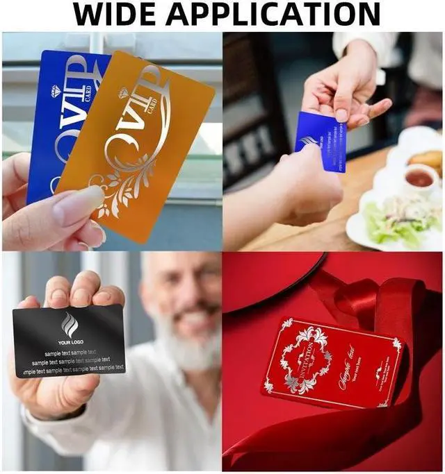 Alt view image 6 of 6 - Longer Premium Aluminum Business Cards & Etched Products - 50 PCS in 10 Colors, 0.21mm/0.01-inch Thickness - Durable, Multifunctional, Ideal for Personalization, Perfect for Various Occasions