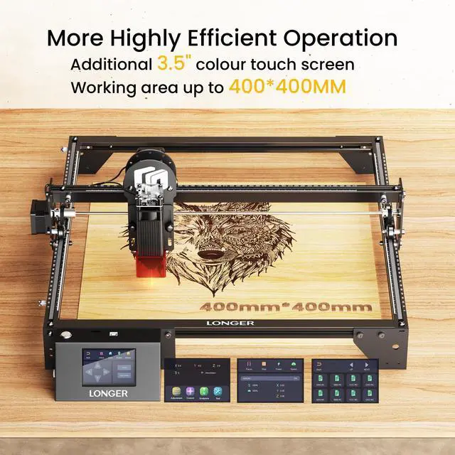 Alt view image 6 of 7 - LONGER RAY5 Laser Engraver,  5W Laser Engraving Cutting Machine for Metal and Wood, 3.5-inch Color Touch Screen, Offline Engraving/Cutting
