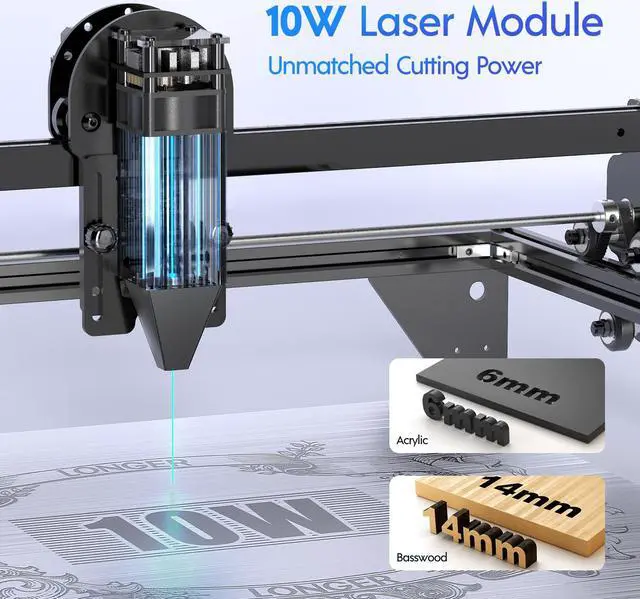 Alt view image 2 of 7 - Longer Ray5 Engraver, Engraving Cutting Machine10W Output Power Engraving Cutting Machine, 32-bit Motherboard, Compressed Spot CNC, App Offline Control, Engraving Area 400x400mm