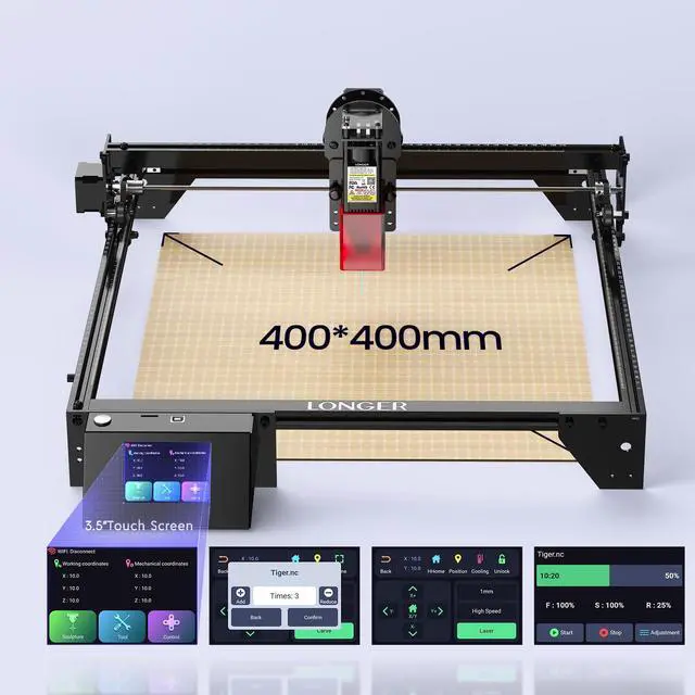 Alt view image 4 of 7 - Longer Ray5 Engraver, Engraving Cutting Machine10W Output Power Engraving Cutting Machine, 32-bit Motherboard, Compressed Spot CNC, App Offline Control, Engraving Area 400x400mm