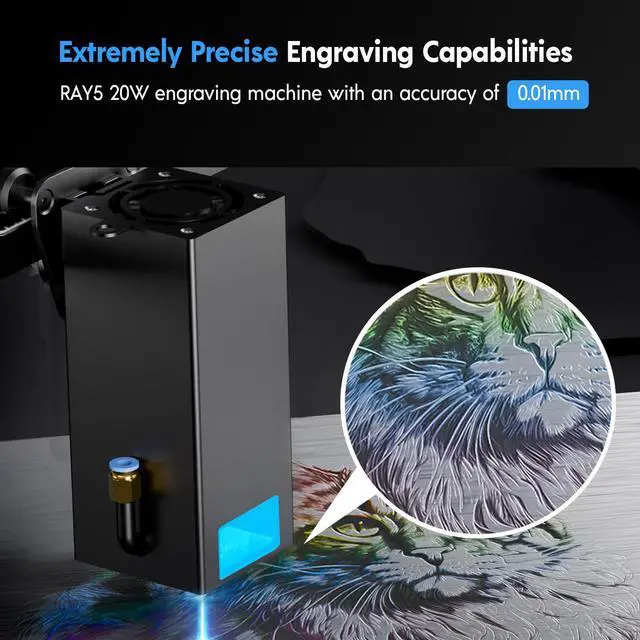 Alt view image 2 of 7 - Longer Laser Engraving Machine, 120W Engraver Output Power, 20W High Precision Laser Output, Offline Control via App, Metal/Glass/Wood/ Leather DIY Engraving Tool, Engraving Area 15.75"x14.37"