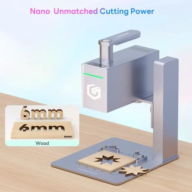 Alt view image 4 of 7 - Longer Nano Portable Laser Engraving Machine - 5000mm/s High Speed, 6W Laser Output Power, 0.05mm Precision, Suitable for Wood, Acrylic, Leather, Fabric, Metal, Ceramic, DIY Projects