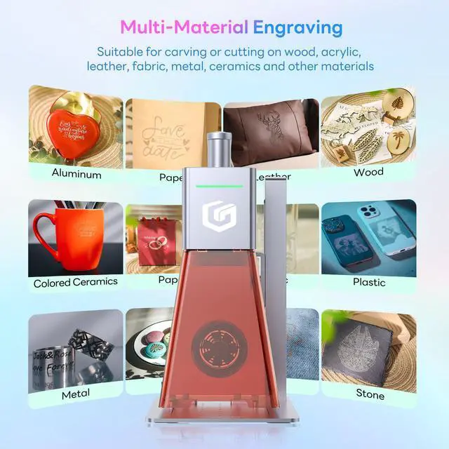 Alt view image 7 of 7 - Longer Nano Pro Portable Laser Engraver, 5000mm/s High-Speed 14W Laser Engraver and Cutter, Engraving Precision 0.01 * 0.01mm, DIY Engraver Tool for Wood, Acrylic, Leather, Cloth, Metal, Ceramics