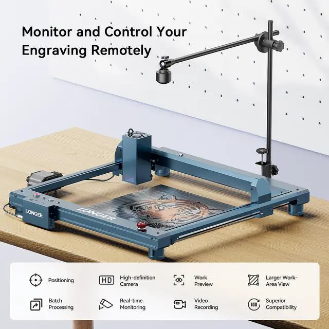 Alt view image 2 of 6 - Longer New LightBurn Camera Kit for Laser Engravers  5MP HD Precision Auto Positioning, Supports Video Recording, Multi-Task Engraving, and Job Preview, Covers a Large Area of 740x560mm