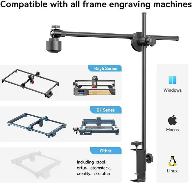 Alt view image 3 of 6 - Longer New LightBurn Camera Kit for Laser Engravers  5MP HD Precision Auto Positioning, Supports Video Recording, Multi-Task Engraving, and Job Preview, Covers a Large Area of 740x560mm