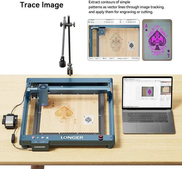 Alt view image 4 of 6 - Longer New LightBurn Camera Kit for Laser Engravers  5MP HD Precision Auto Positioning, Supports Video Recording, Multi-Task Engraving, and Job Preview, Covers a Large Area of 740x560mm