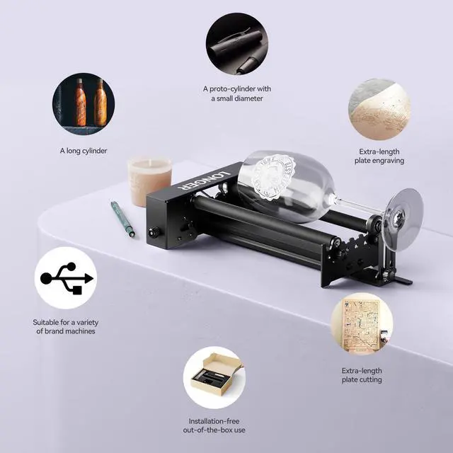 Alt view image 2 of 7 - Longer Laser Engraver New-Rotary Roller, Y-axis 360° Rotation, Compatible with Other Brands of Engraver,a Good Partner for Laser Engraving Machine