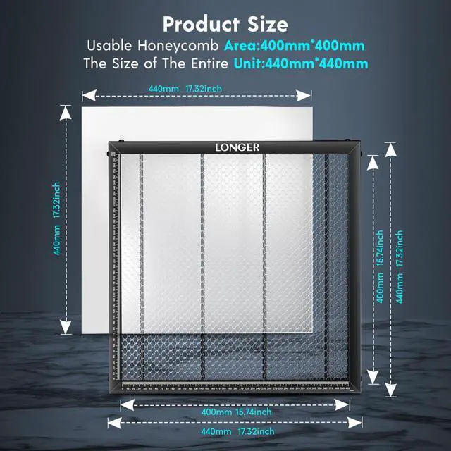 Alt view image 3 of 7 - Longer Honeycomb Working Table Kit  Perfect for Engravers, Provides Quick Heat Dissipation and Desktop Protection, Compatible with Most Laser Engraving Machines, 17.32" x 17.32"
