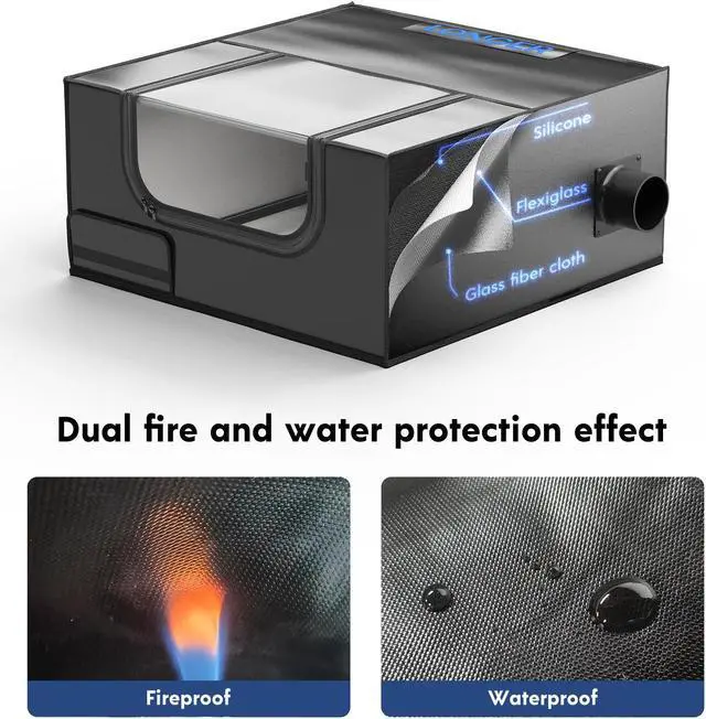 Alt view image 4 of 7 - longer Laser Engrave Enclosure with Vent, Large Size 27.5 x 27.5 x 13 inchesLaser Engraving Machine Protective Cover with Eye Protection, Insulates Against Fumes and Odors