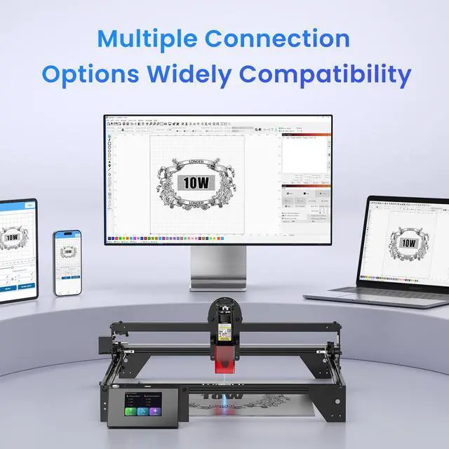 Alt view image 7 of 7 - Longer RAY5 Laser Engraver with Air Assist Kit, 10W High-Precision Laser Engraver, Compressed Spot CNC, App Offline Control, DIY Engraving Tool for Metal/Glass/Wood, Engraving Area 15.7 "x15.7"