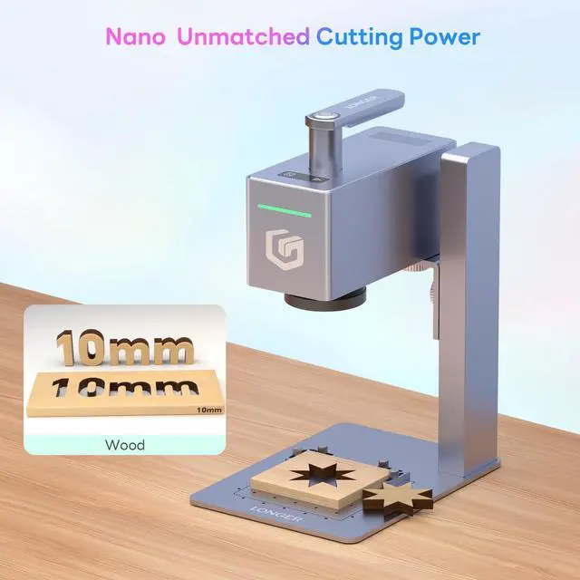 Alt view image 4 of 7 - Longer Nano Pro Portable Laser Engraver, 12W Laser Engraver and Cutter, Engraving Precision 0.01 * 0.01mm, 5000mm/s High-Speed  DIY Engraver Tool for Wood, Acrylic, Leather, Cloth, Metal, Ceramics