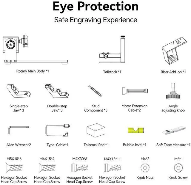 Alt view image 7 of 7 - LONGER Rotary Extension (with Riser) is Ideal for Engraving Cylindrical, Wine Glass, and Irregular Objects. Compatible with Nano, Nano Pro, Ray5, B1, and Most Other Laser engravers.