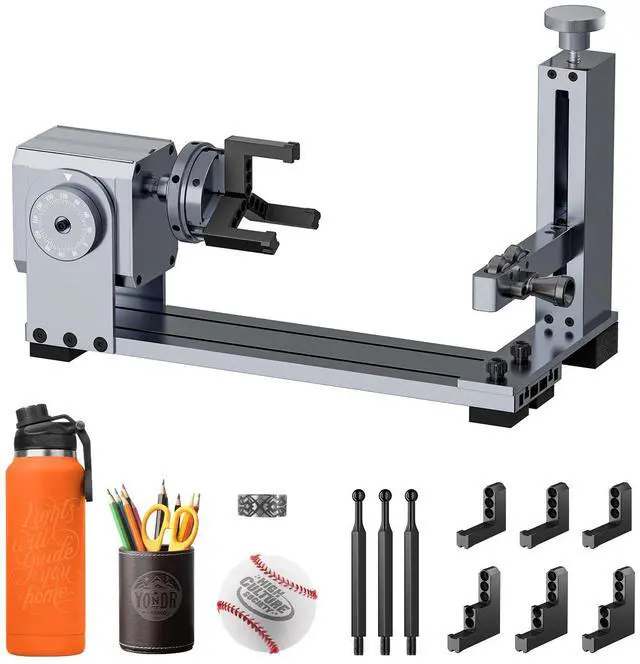 Main image of LONGER Rotary Extension (with Riser) is Ideal for Engraving Cylindrical, Wine Glass, and Irregular Objects. Compatible with Nano, Nano Pro, Ray5, B1, and Most Other Laser engravers.