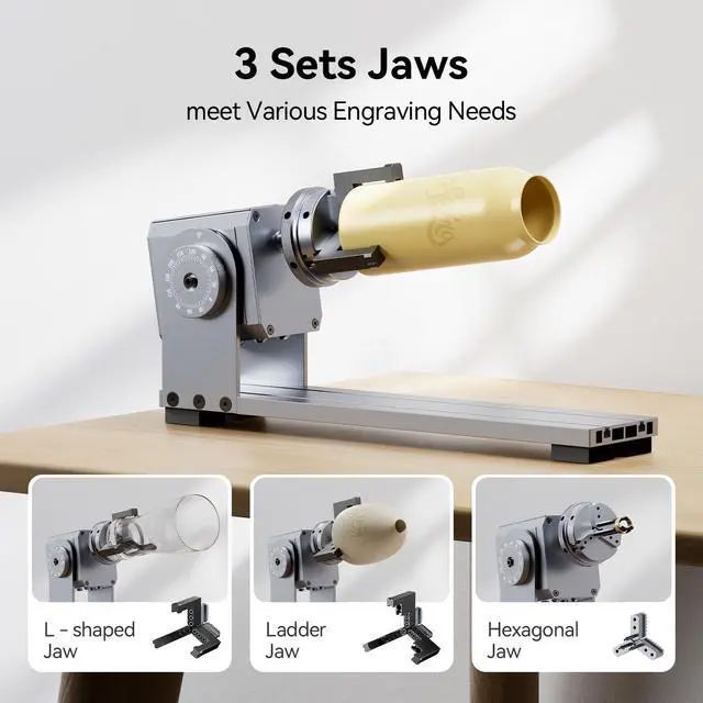 Alt view image 6 of 7 - LONGER Rotary Extension (with Riser) is Ideal for Engraving Cylindrical, Wine Glass, and Irregular Objects. Compatible with Nano, Nano Pro, Ray5, B1, and Most Other Laser engravers.
