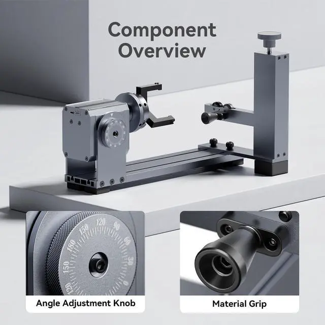 Alt view image 5 of 7 - LONGER Rotary Extension (with Riser) is Ideal for Engraving Cylindrical, Wine Glass, and Irregular Objects. Compatible with Nano, Nano Pro, Ray5, B1, and Most Other Laser engravers.