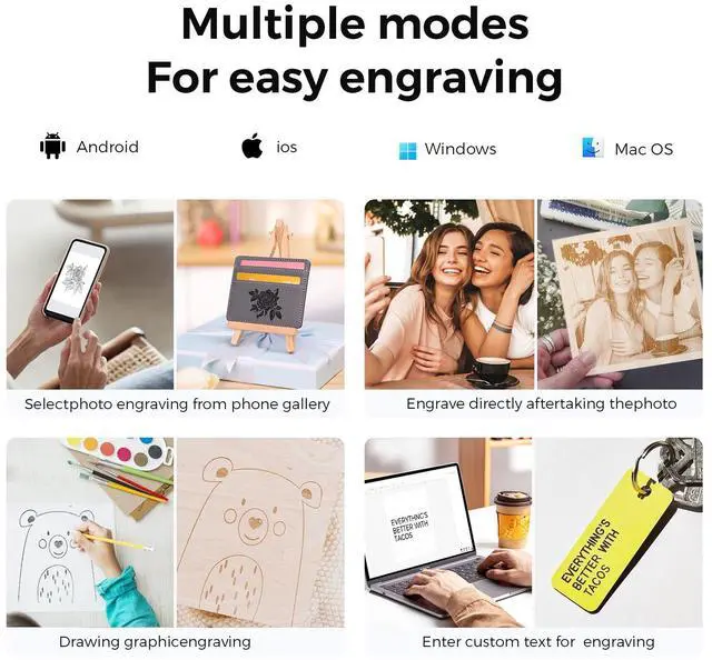 Alt view image 6 of 7 - LONGER Laser Engraver  Ray5 mini Portable Laser Engraving and Cutting Machine, 0.04mm Laser Spot, 12000mm/min, Ideal for DIY Projects on Wood, Metal, Acrylic, Leather, and More (3.5W)